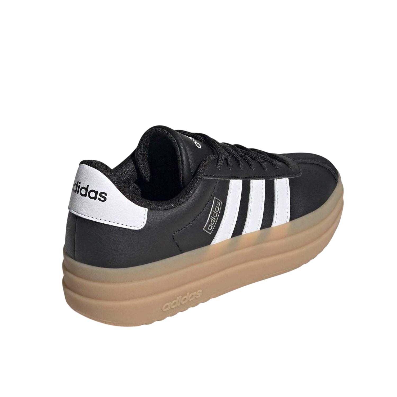 Black-White-Gum - Back - Adidas Womens-Ladies Court Bold Leather Trainers
