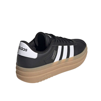 Black-White-Gum - Back - Adidas Womens-Ladies Court Bold Leather Trainers