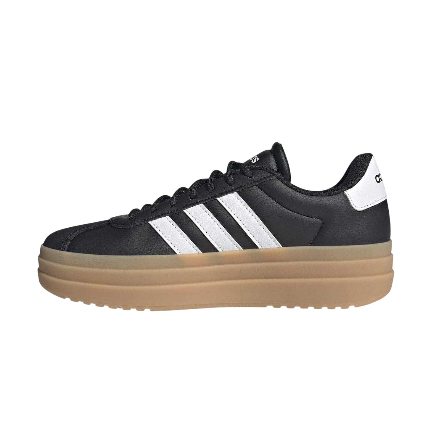 Black-White-Gum - Side - Adidas Womens-Ladies Court Bold Leather Trainers