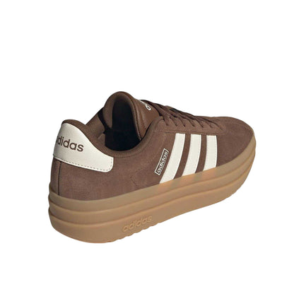 Brown-White-Gum - Back - Adidas Womens-Ladies Court Bold Leather Trainers