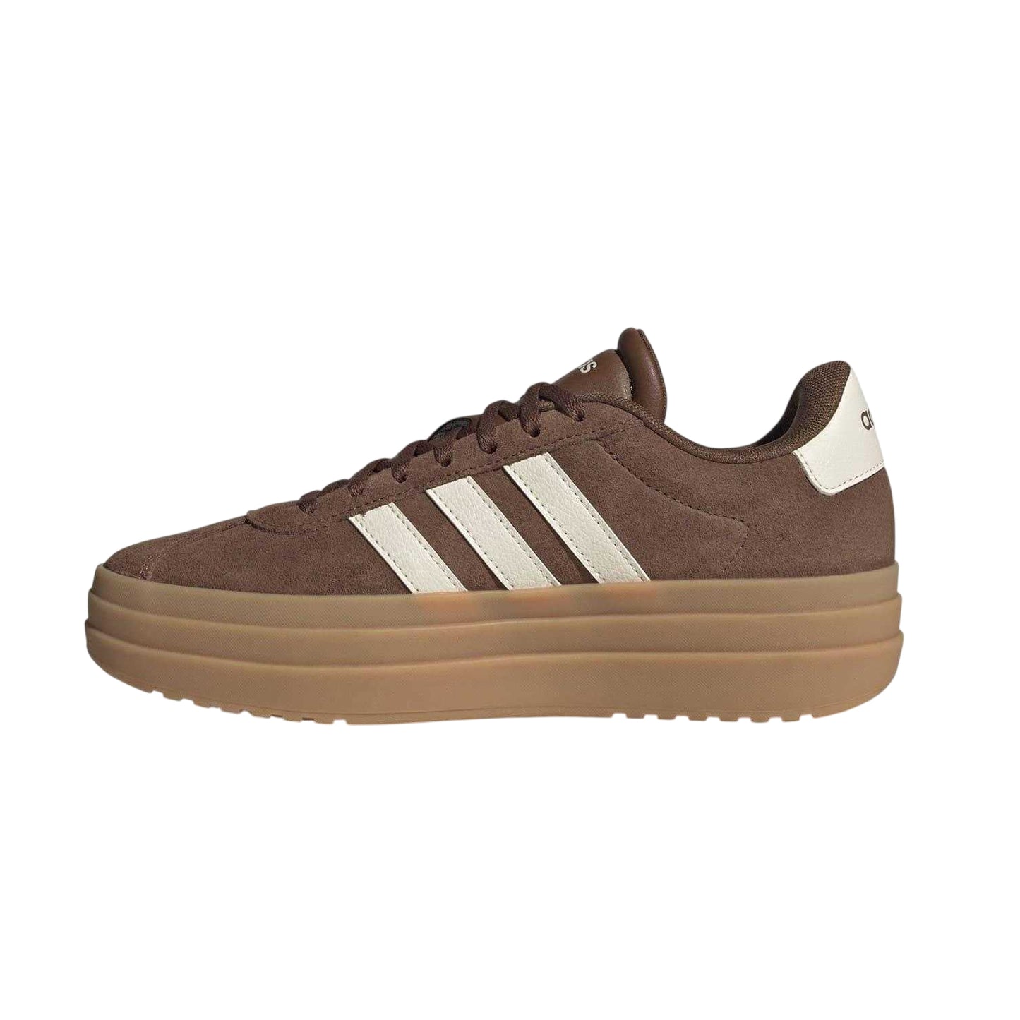 Brown-White-Gum - Side - Adidas Womens-Ladies Court Bold Leather Trainers