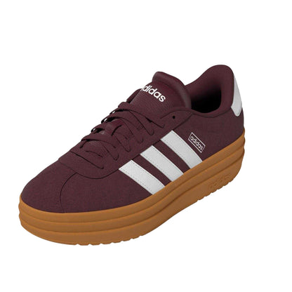 Burgundy-White - Front - Adidas Womens-Ladies Court Bold Leather Trainers