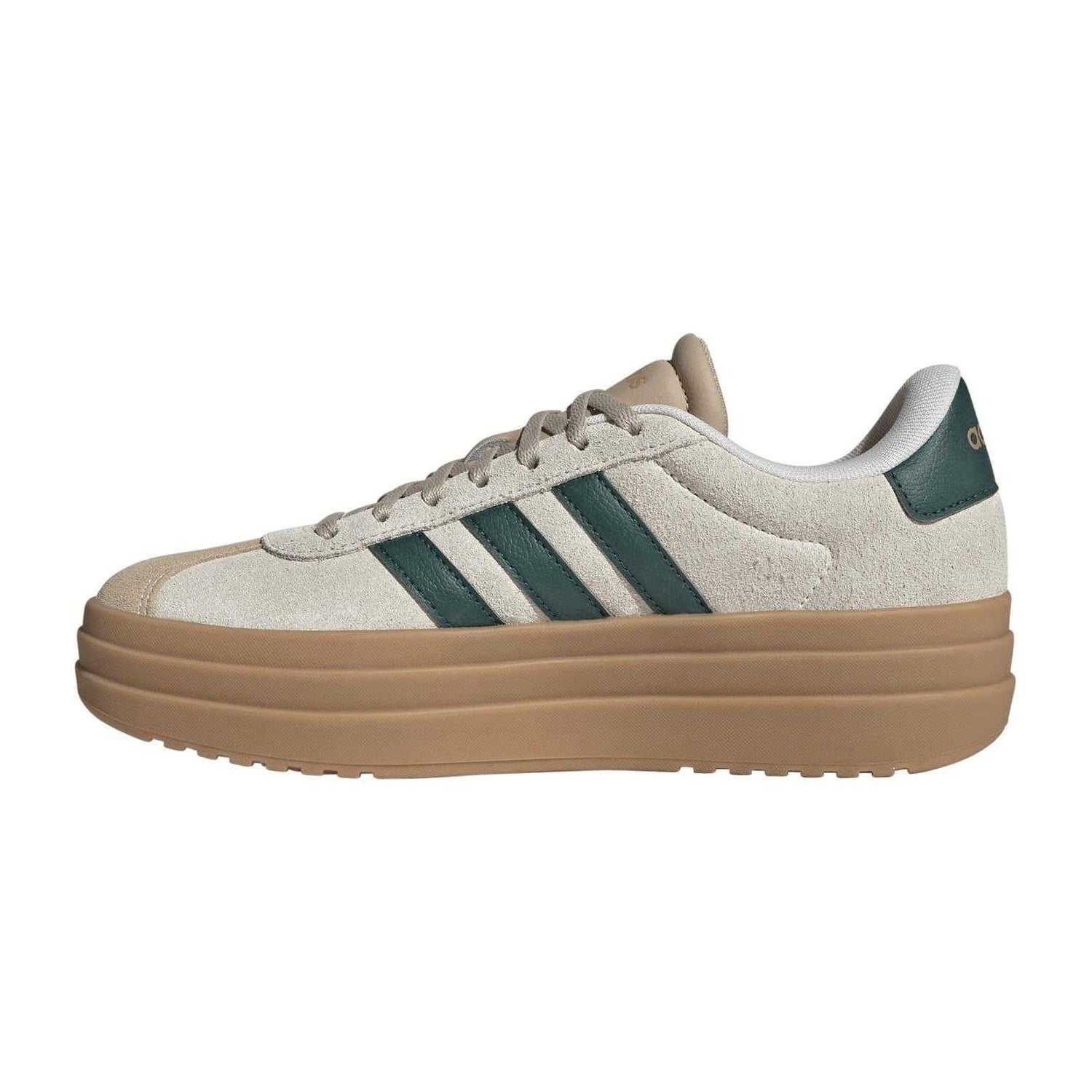 Beige-Green - Side - Adidas Womens-Ladies Court Bold Leather Trainers