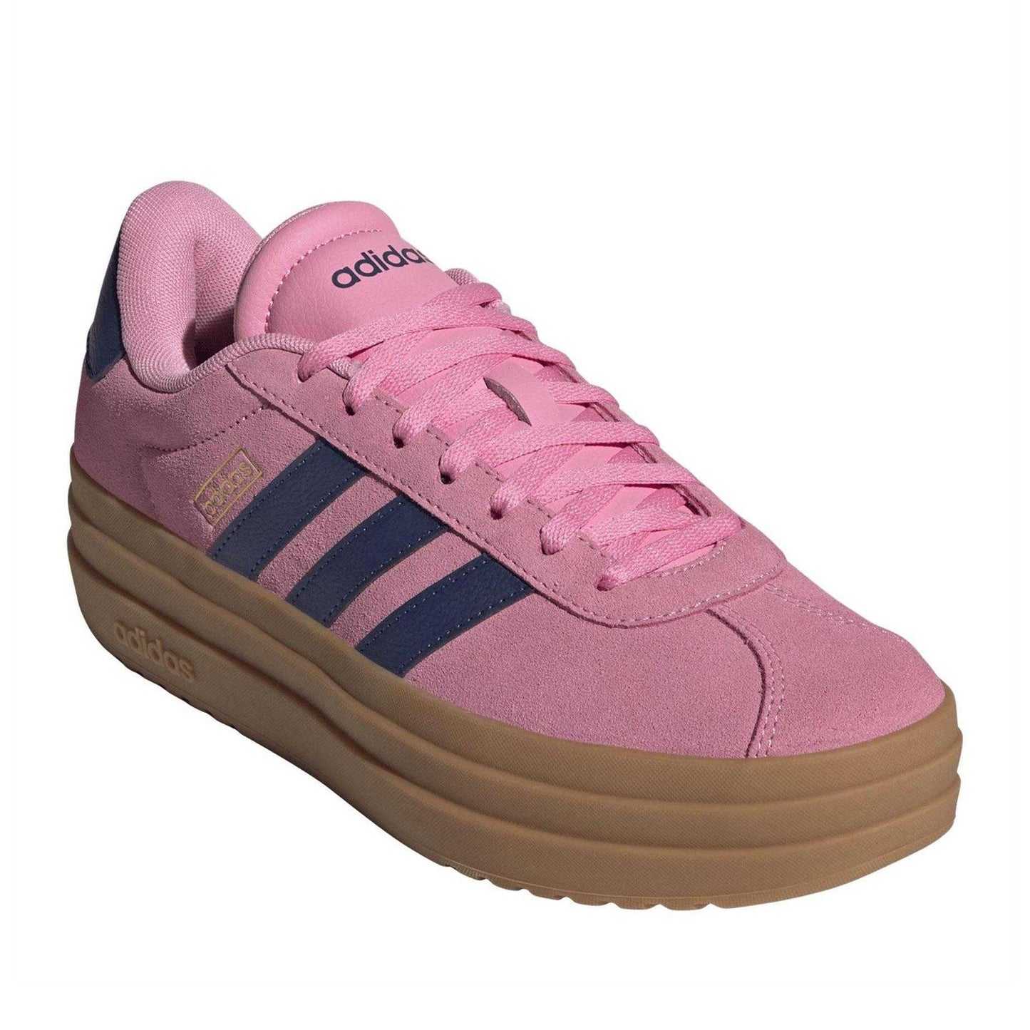Pink-Navy - Front - Adidas Womens-Ladies Court Bold Leather Trainers