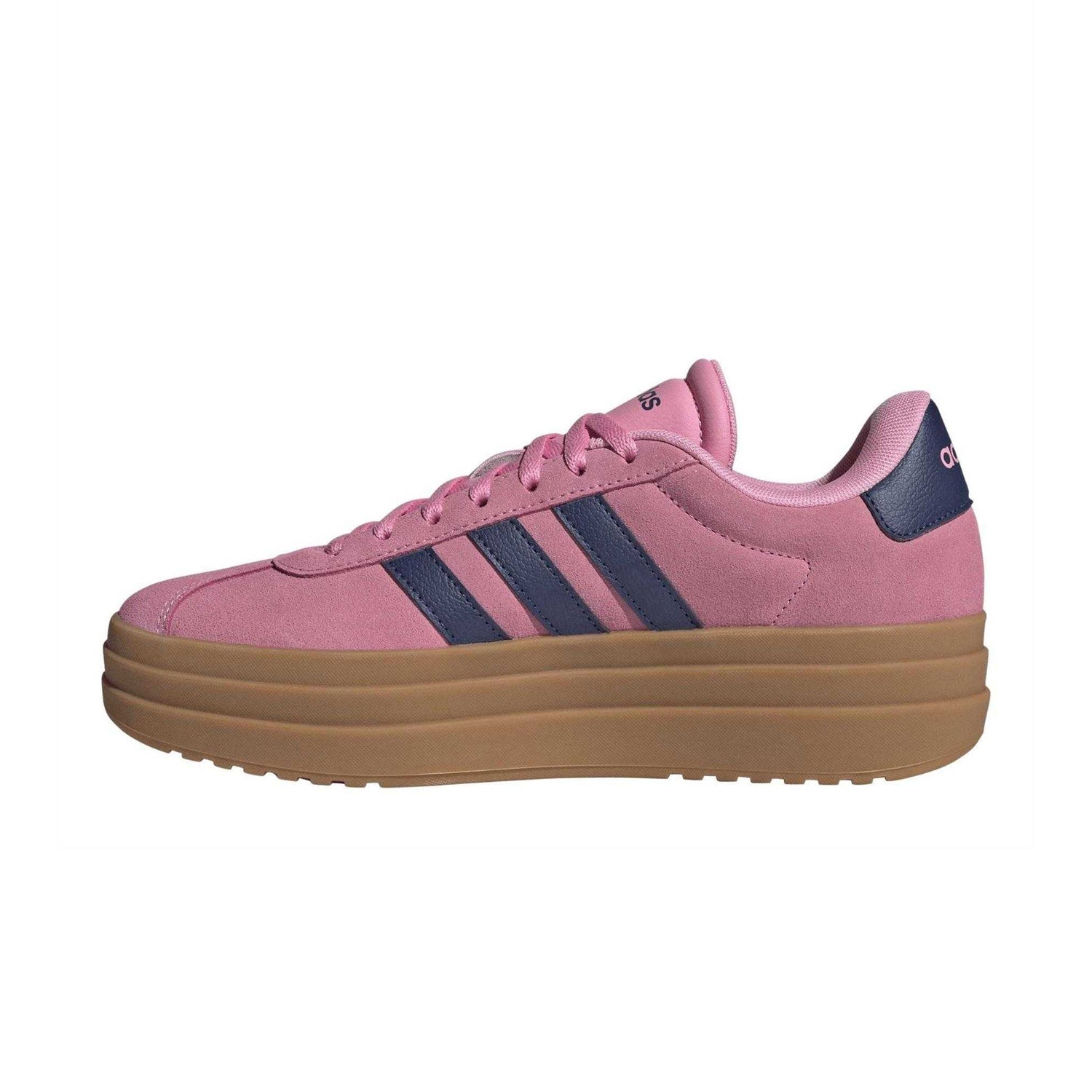 Pink-Navy - Side - Adidas Womens-Ladies Court Bold Leather Trainers