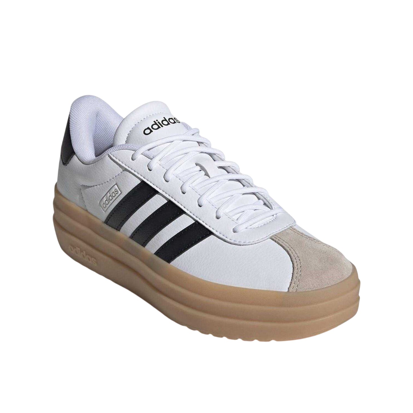 White-Black-Gum - Front - Adidas Womens-Ladies Court Bold Leather Trainers