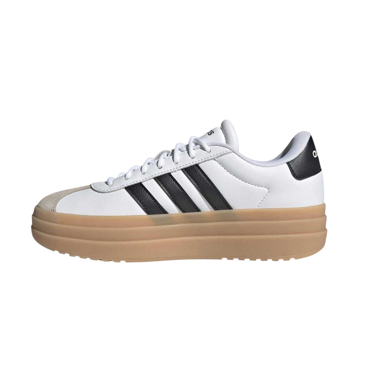 White-Black-Gum - Side - Adidas Womens-Ladies Court Bold Leather Trainers