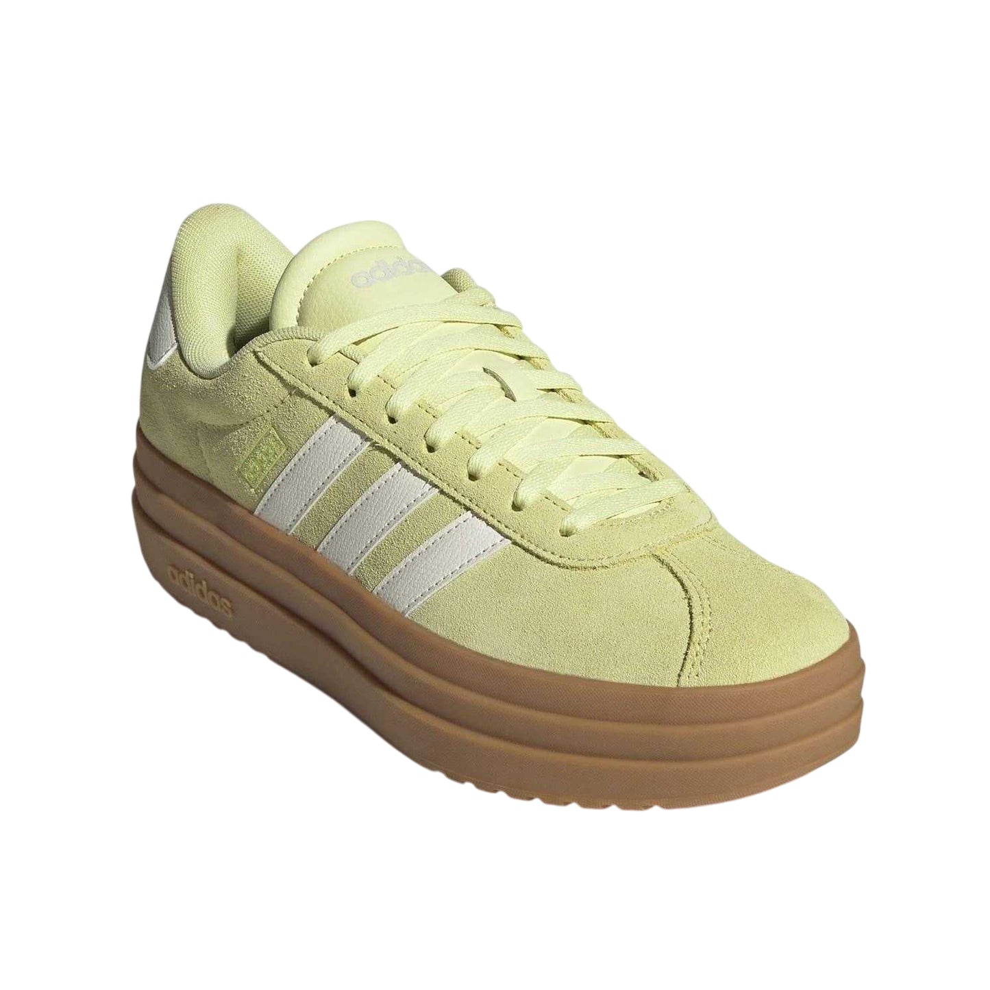 Yellow-White-Gum - Front - Adidas Womens-Ladies Court Bold Leather Trainers