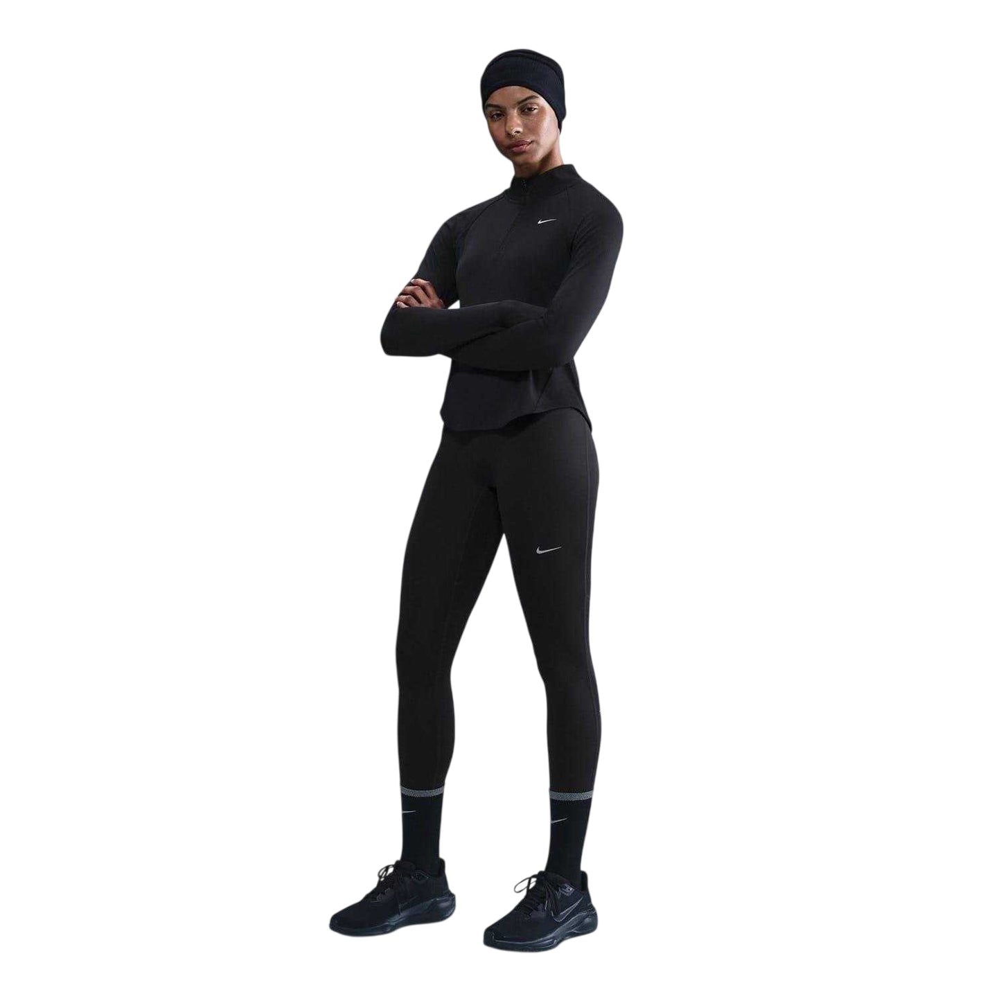 Black - Side - Nike Womens-Ladies Tempo High Waist 7-8 Leggings