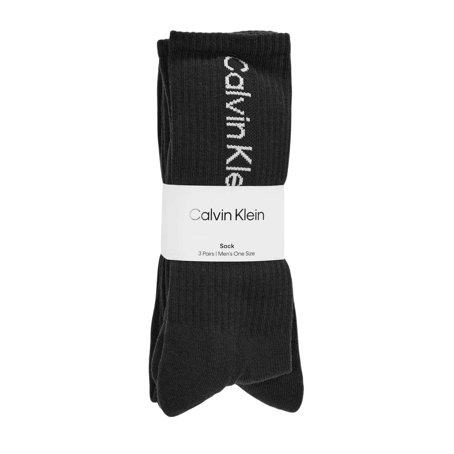 Black - Front - Calvin Klein Mens Lettering Crew Socks (Pack of 3)