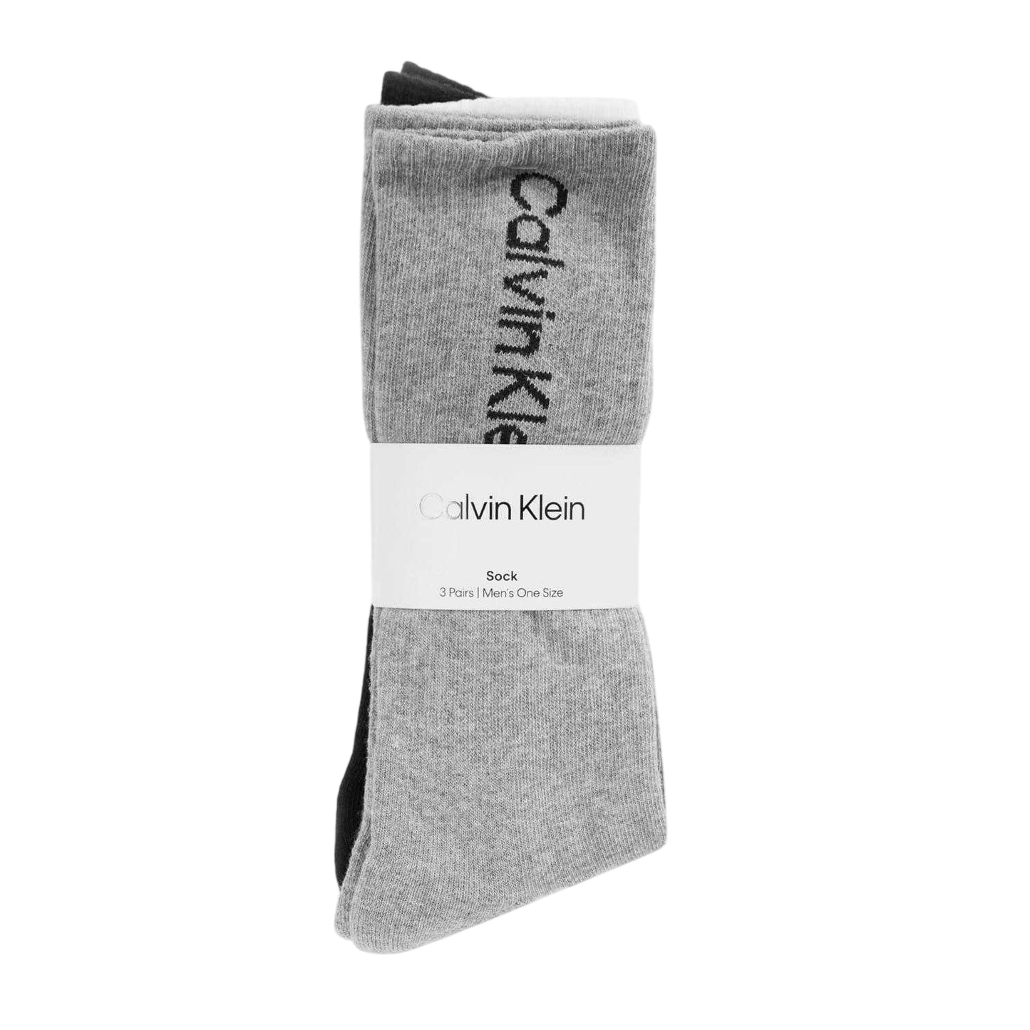 Multicoloured - Front - Calvin Klein Mens Lettering Crew Socks (Pack of 3)