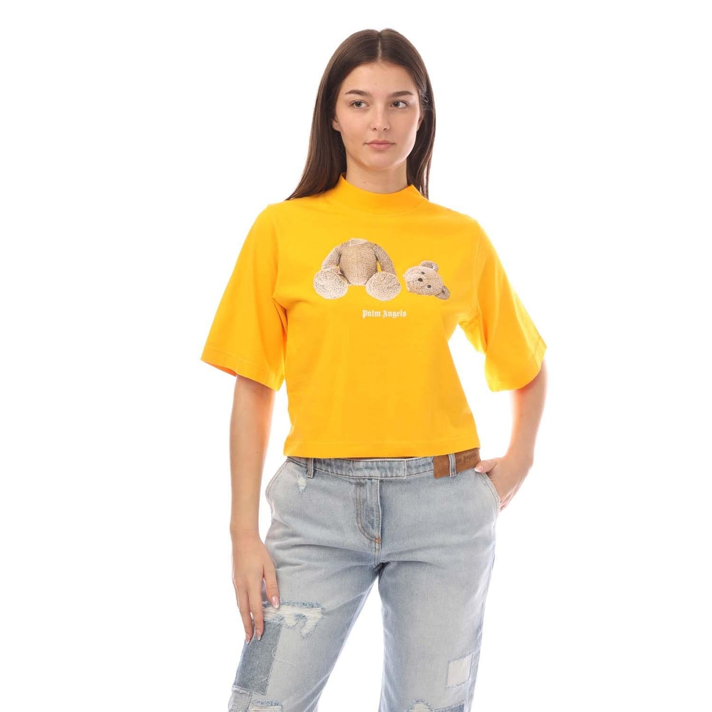 Yellow - Front - Palm Angels Womens-Ladies Bear Fitted T-Shirt
