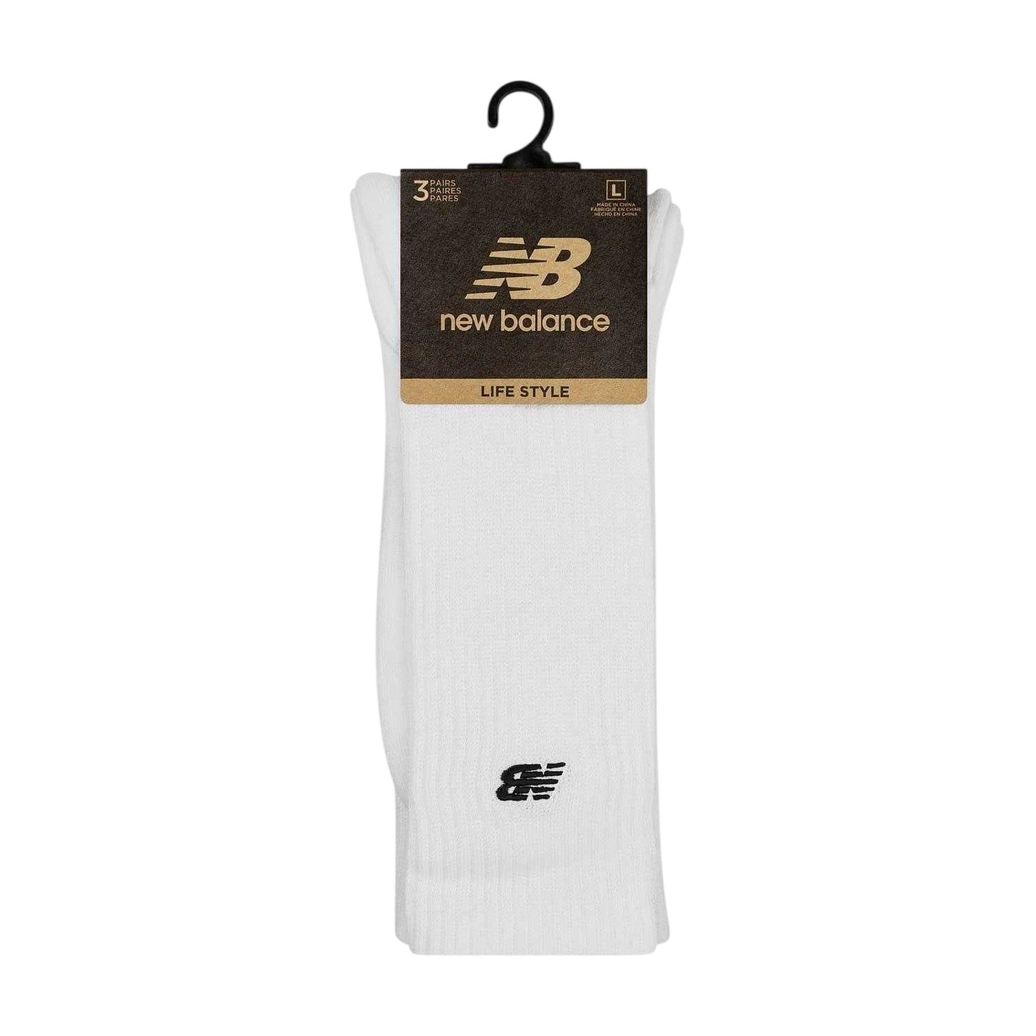 White - Back - New Balance Unisex Adult Embroidered Logo Crew Socks (Pack of 3)