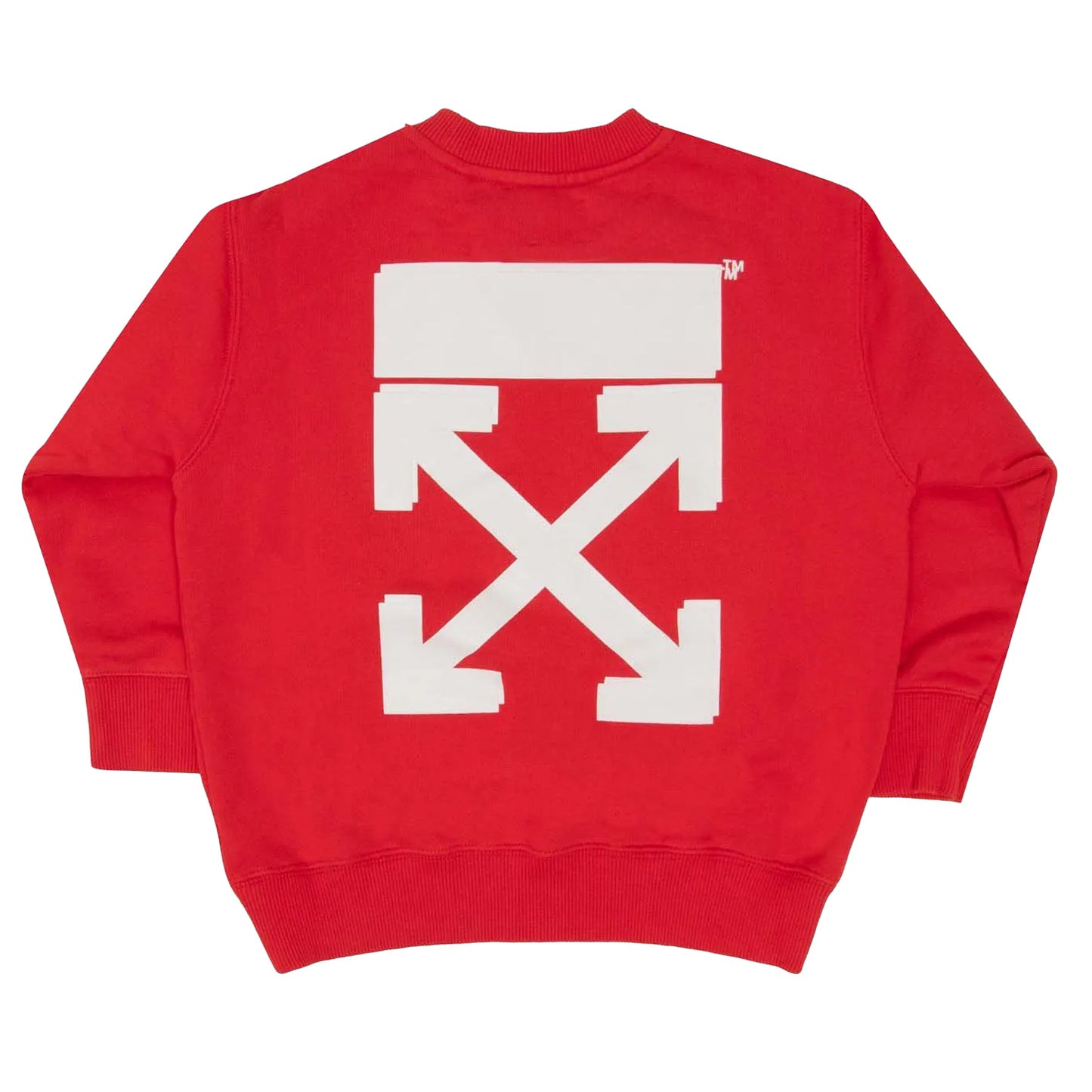 Red-White - Back - Off White Childrens-Kids Arrow Rubber Crew Neck Sweatshirt