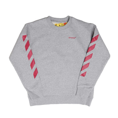 Grey-Pink - Front - Off White Childrens-Kids Arrow Rubber Crew Neck Sweatshirt