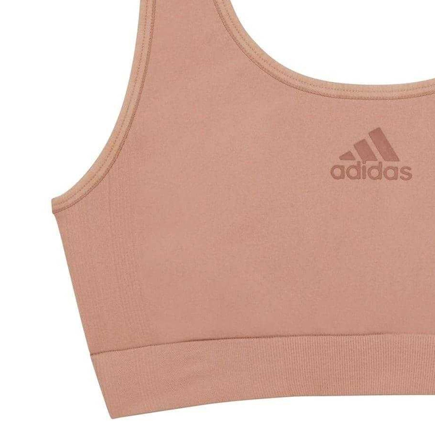 Tan - Back - Adidas Womens-Ladies Stretch Seamless Active Sports Bra