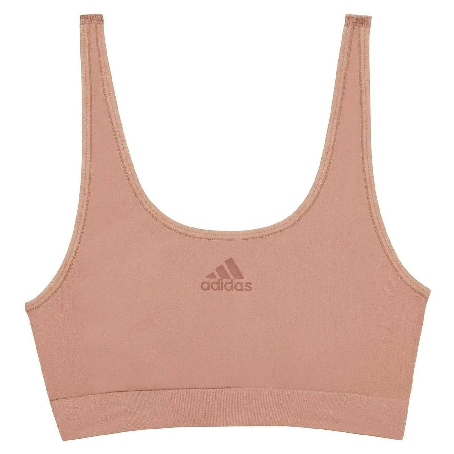 Tan - Front - Adidas Womens-Ladies Stretch Seamless Active Sports Bra