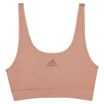 Tan - Front - Adidas Womens-Ladies Stretch Seamless Active Sports Bra