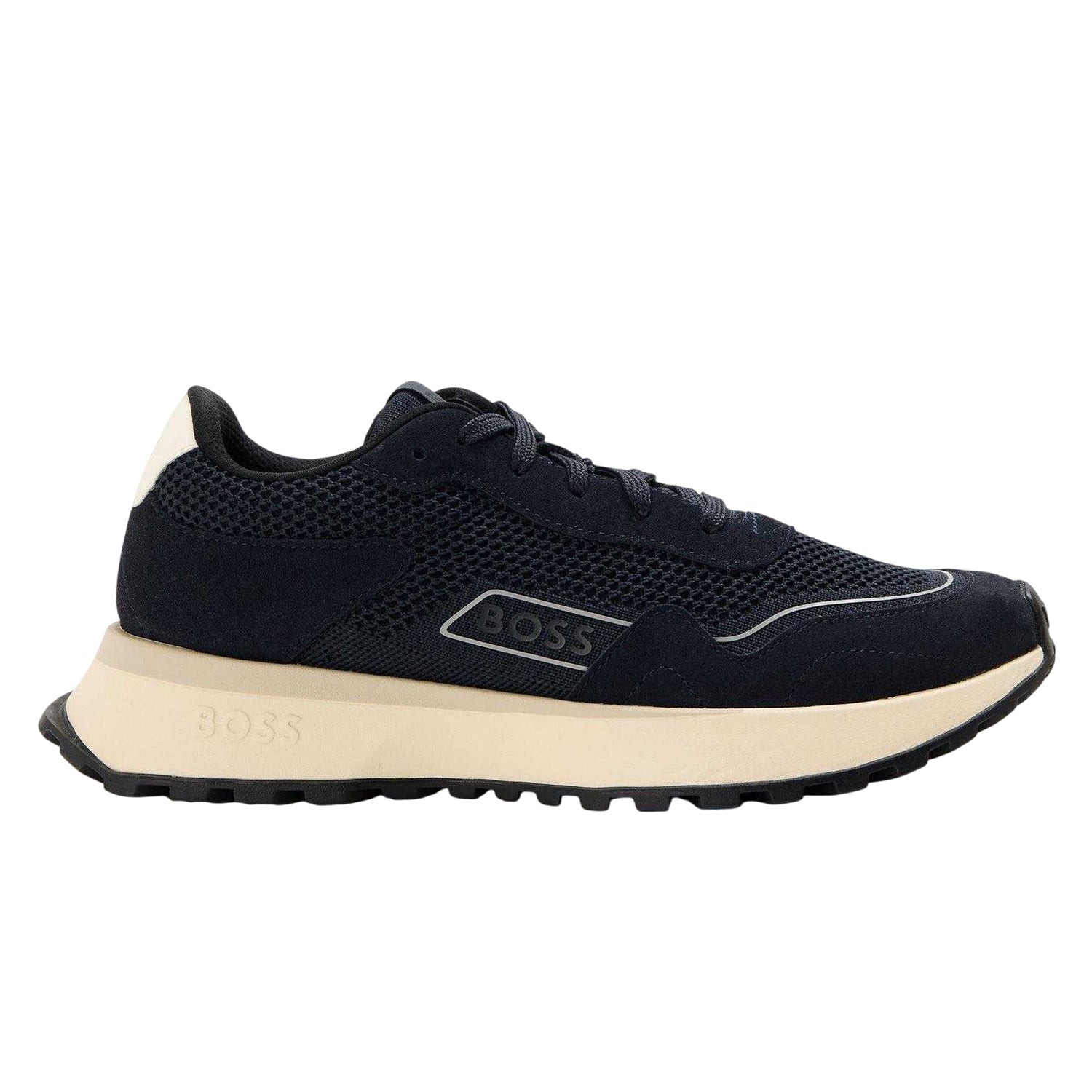 Dark Blue - Back - Boss Mens Jonah Suede Trainers