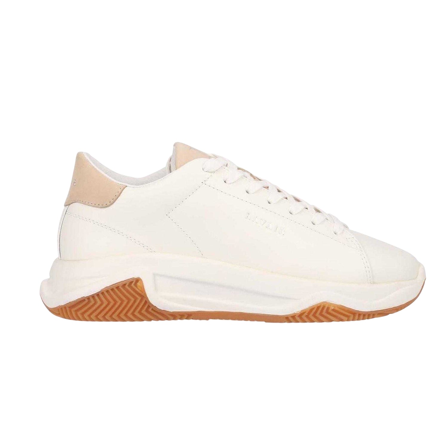 White - Side - Lavair Unisex Adult Nappa Leather Chunky Sole Trainers