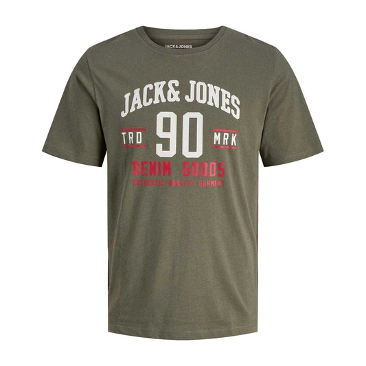 Dusty Olive - Front - Jack And Jones Mens Ethan T-Shirt (Pack of 3)