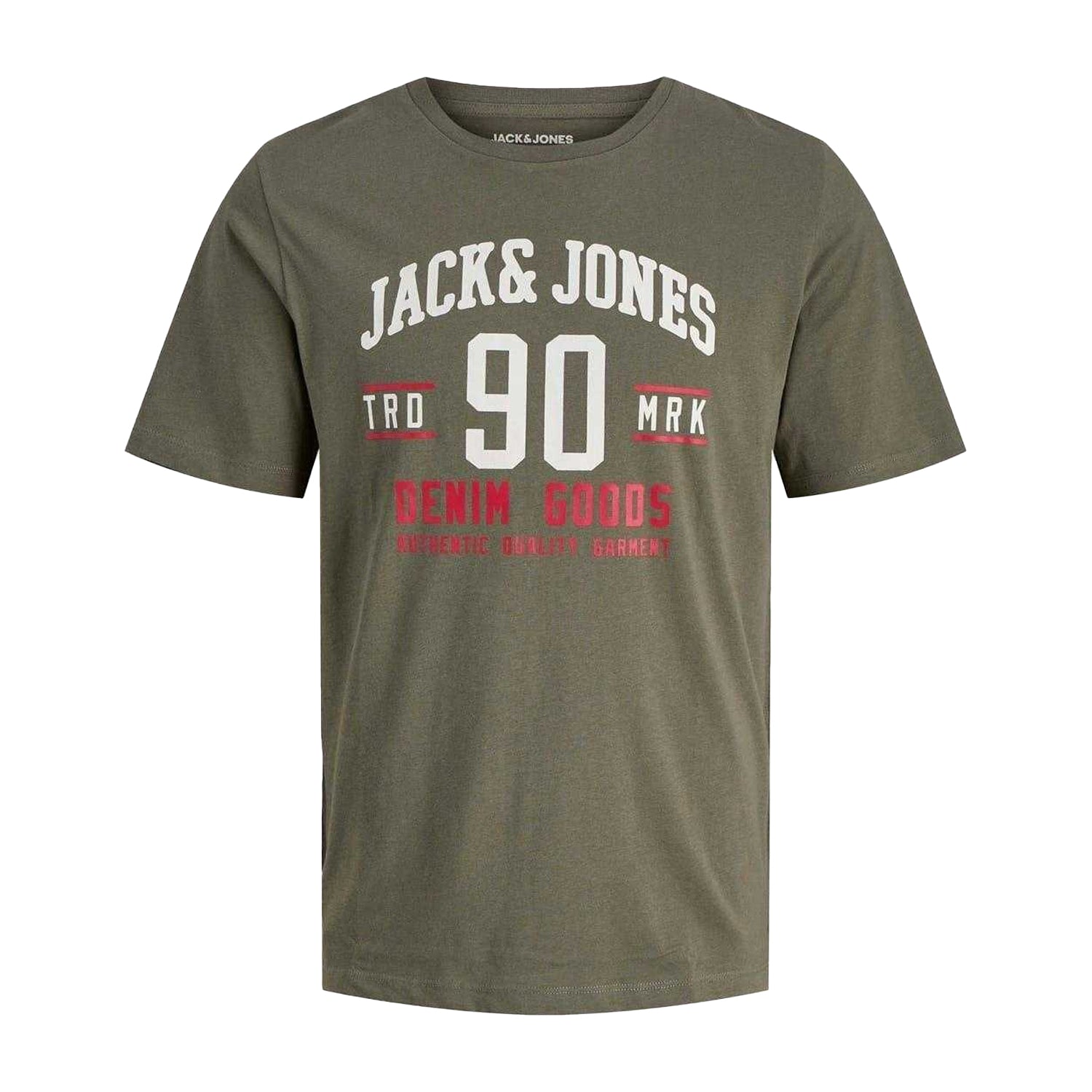 Dusty Olive - Front - Jack And Jones Mens Ethan T-Shirt (Pack of 3)