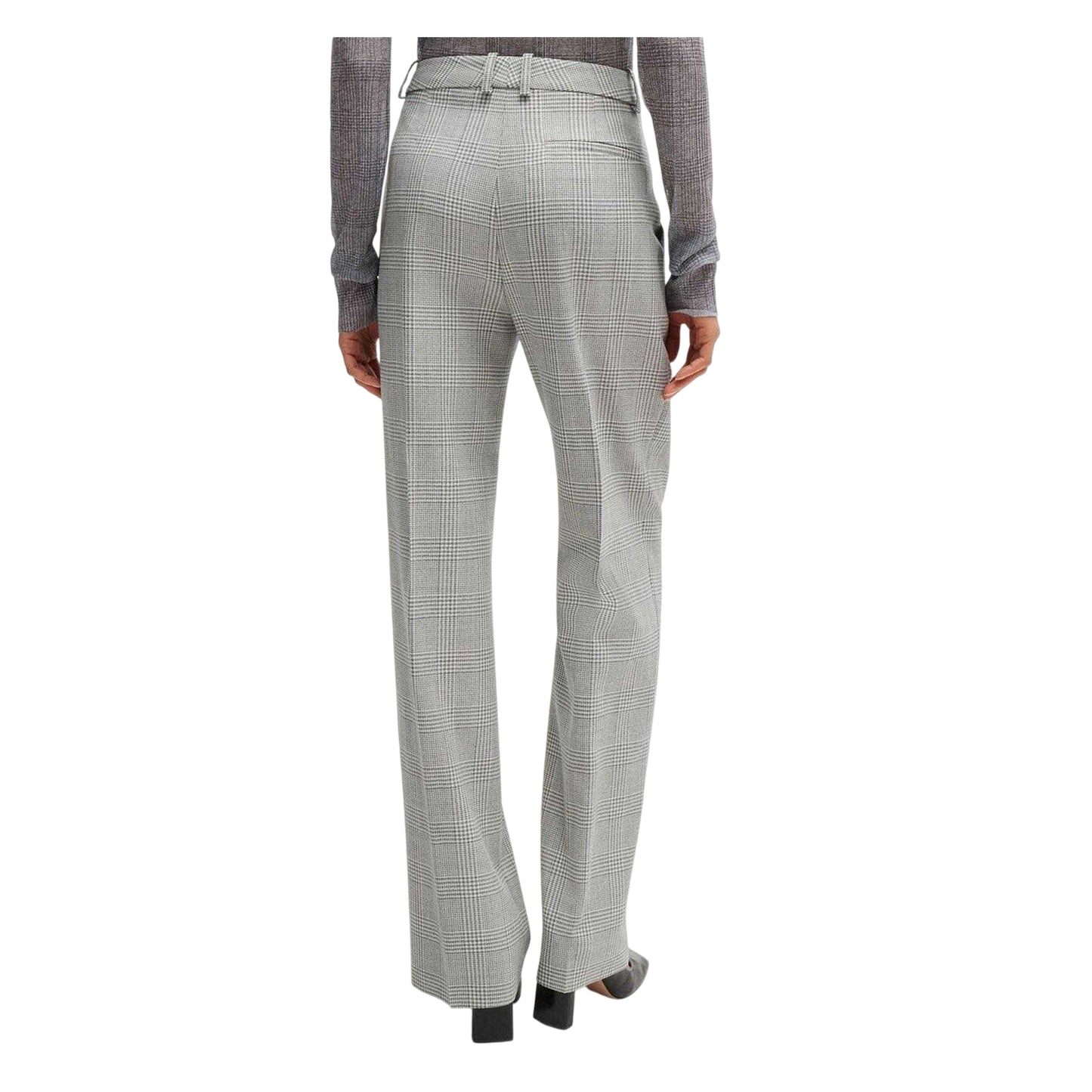 Check - Back - Boss Womens-Ladies Virgin Wool Glencheck Straight Trousers