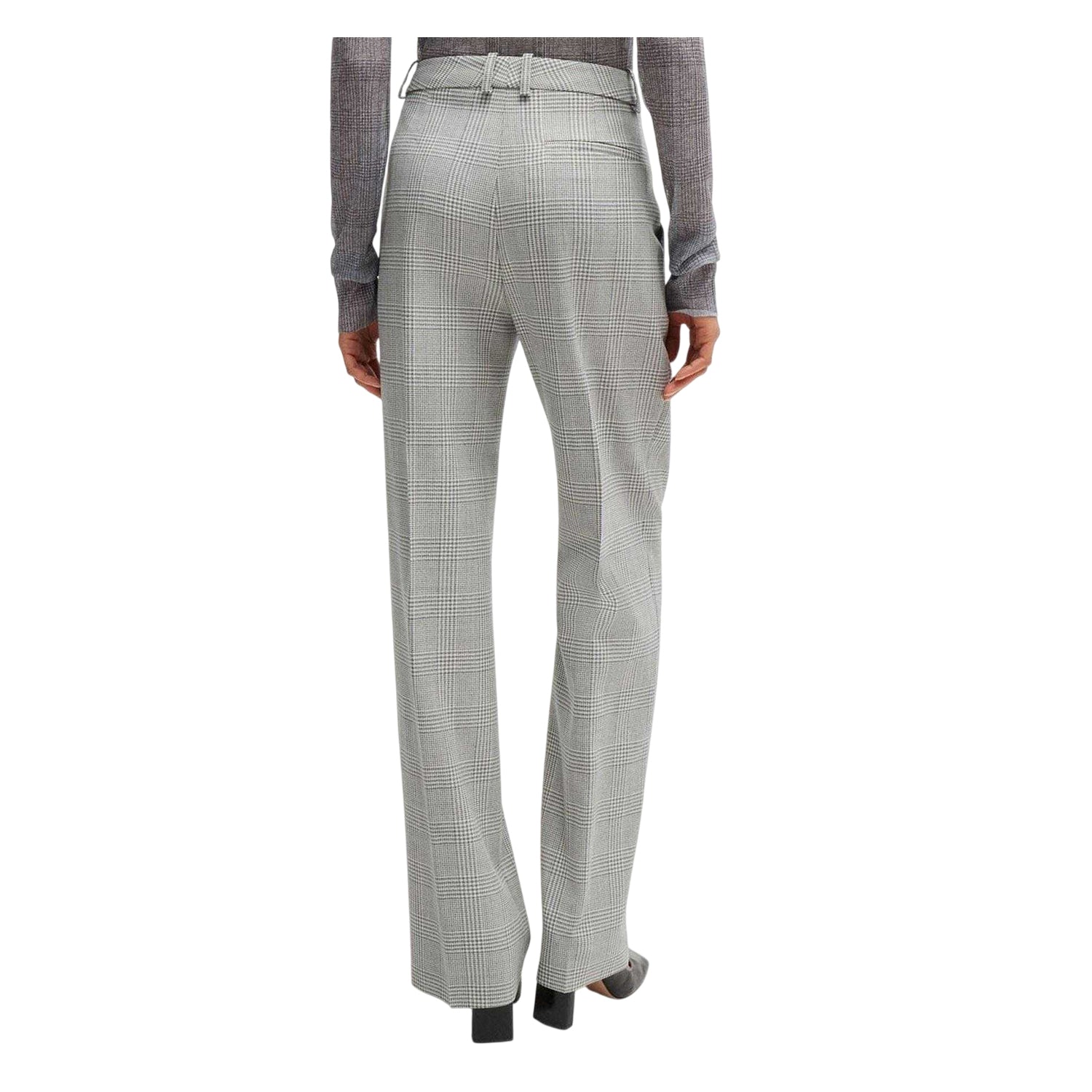Check - Back - Boss Womens-Ladies Virgin Wool Glencheck Straight Trousers