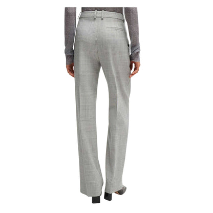 Check - Back - Boss Womens-Ladies Virgin Wool Glencheck Straight Trousers