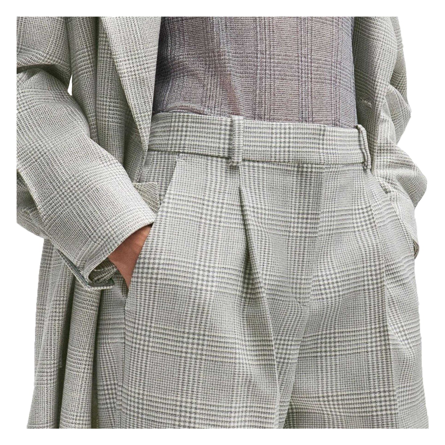 Check - Side - Boss Womens-Ladies Virgin Wool Glencheck Straight Trousers
