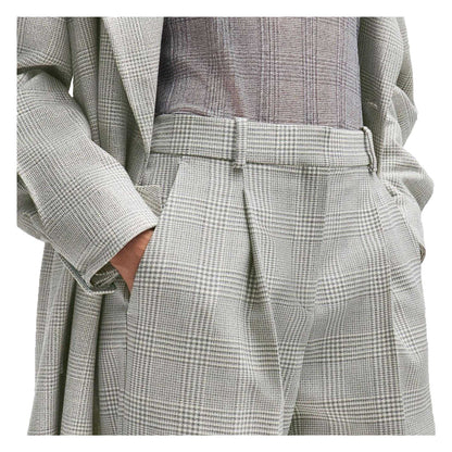 Check - Side - Boss Womens-Ladies Virgin Wool Glencheck Straight Trousers