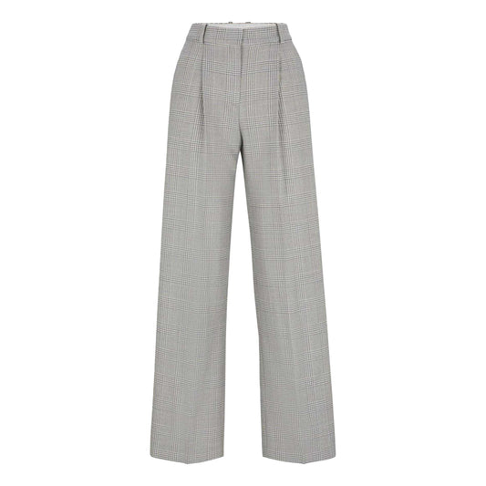 Check - Front - Boss Womens-Ladies Virgin Wool Glencheck Straight Trousers