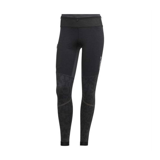 Carbon - Front - Adidas Womens-Ladies Terrex Agravic Running Tights
