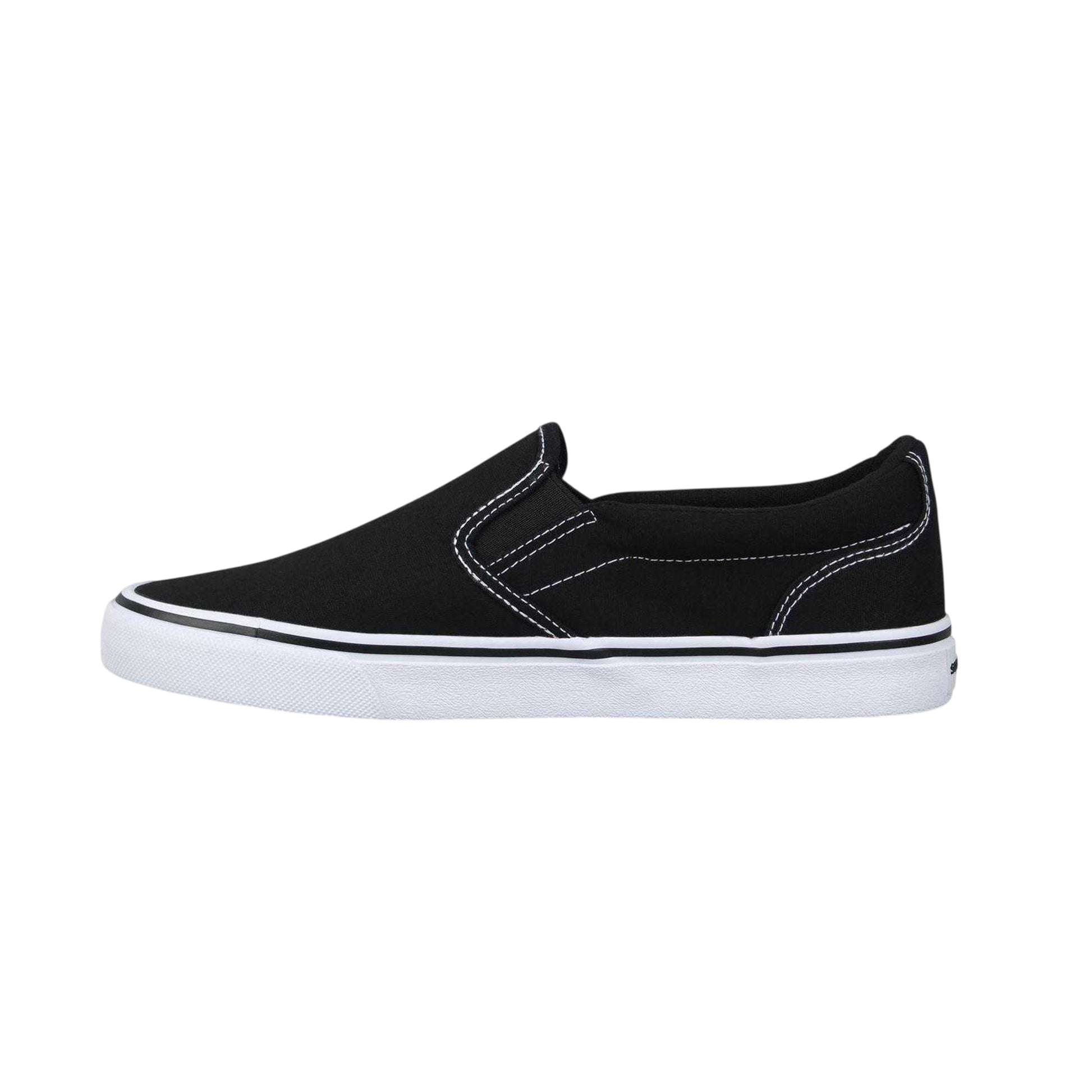 Black-White - Back - SoulCal Mens Canvas Flat Trainers