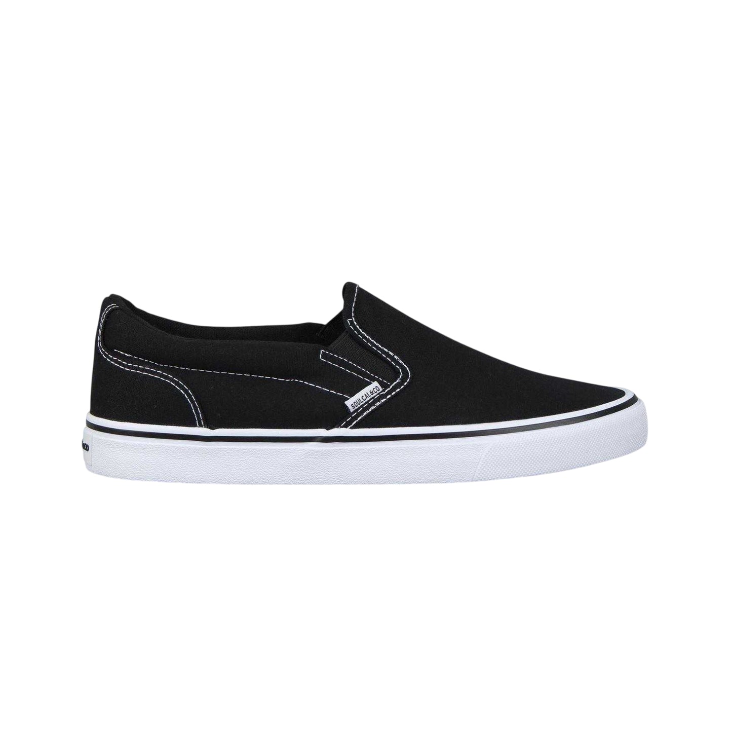 Black-White - Front - SoulCal Mens Canvas Flat Trainers