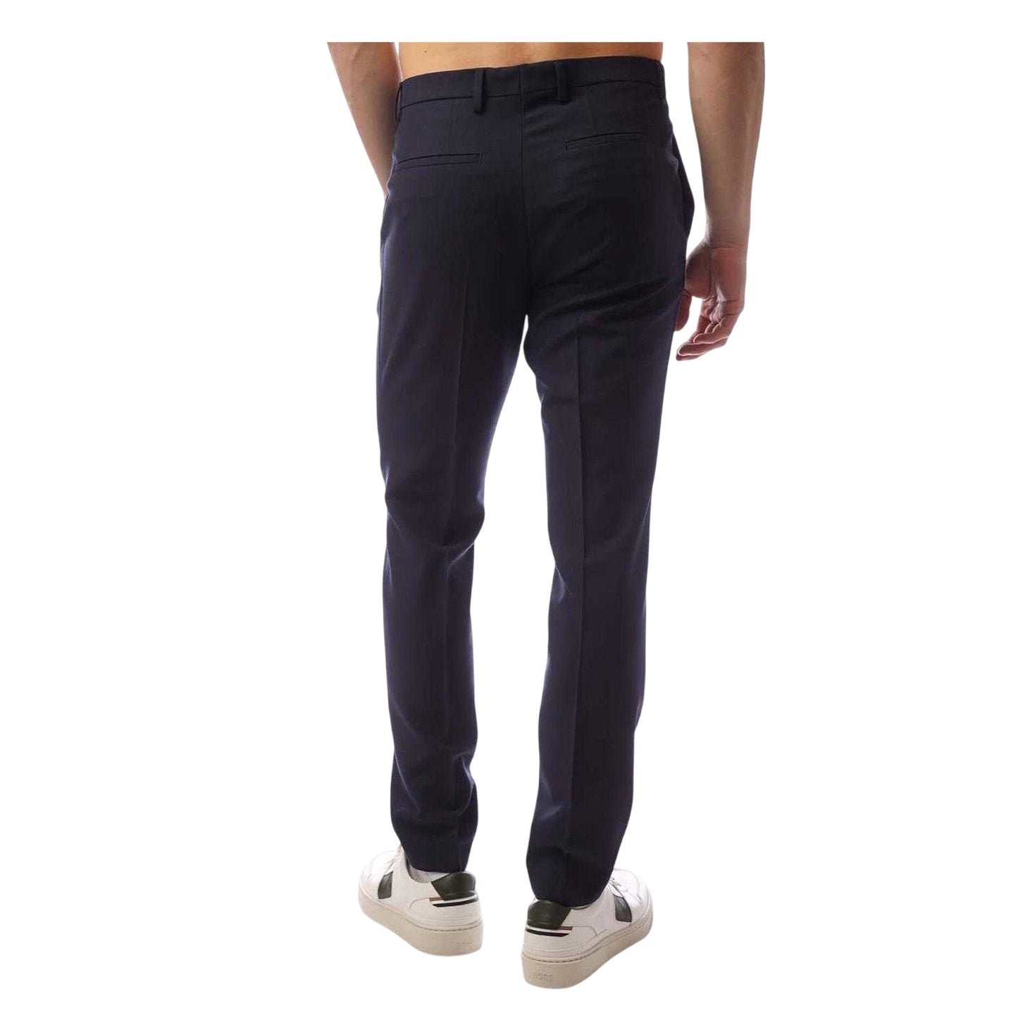 Dark Blue - Back - Hugo Mens Hesten Wool Blend Trousers