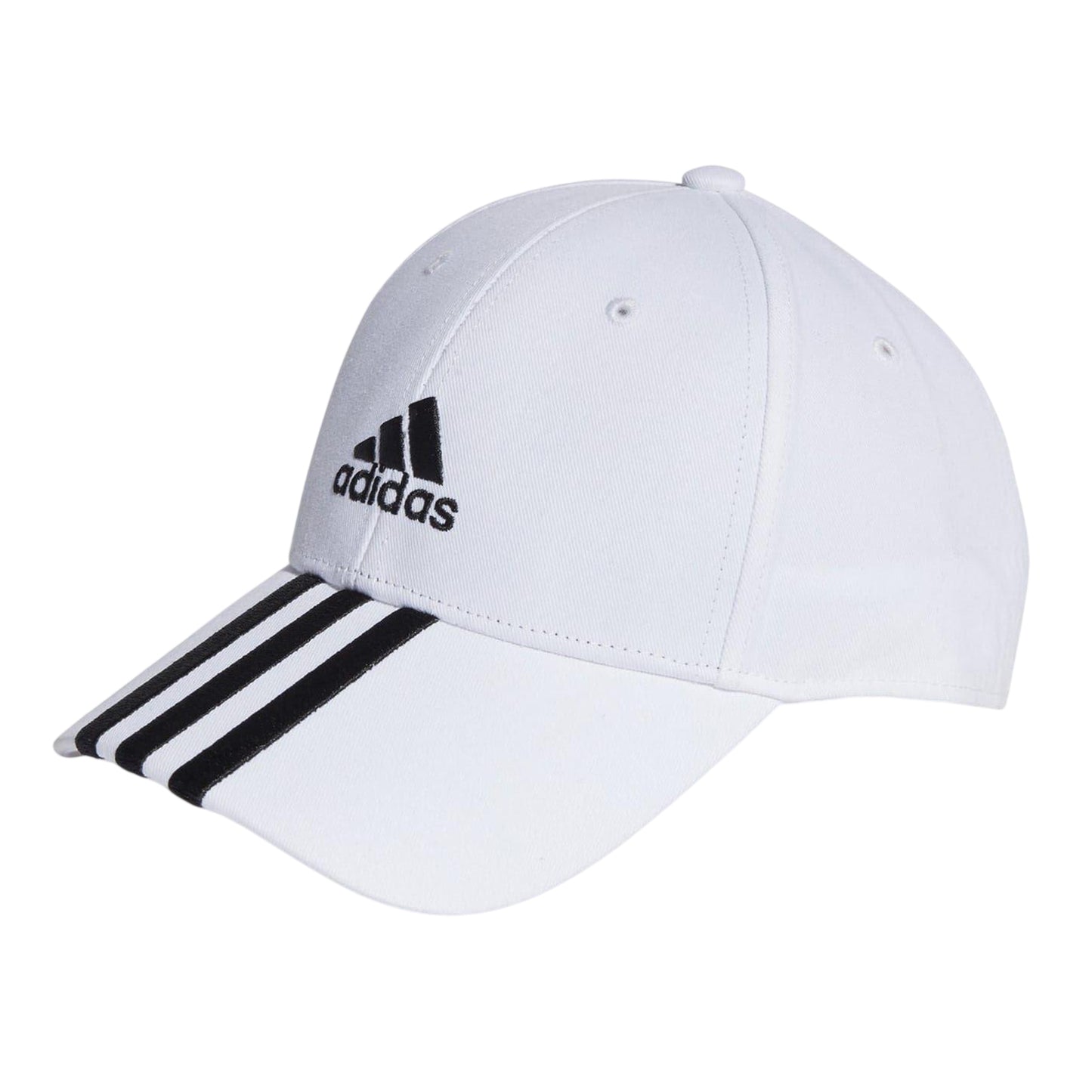 White-Black - Front - Adidas Childrens-Kids 3 Stripes Baseball Cap