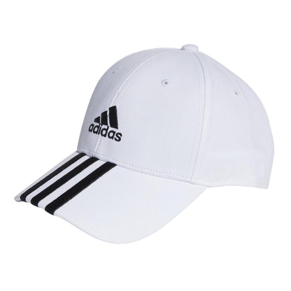 White-Black - Front - Adidas Childrens-Kids 3 Stripes Baseball Cap