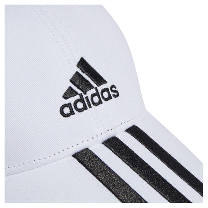 White-Black - Side - Adidas Childrens-Kids 3 Stripes Baseball Cap