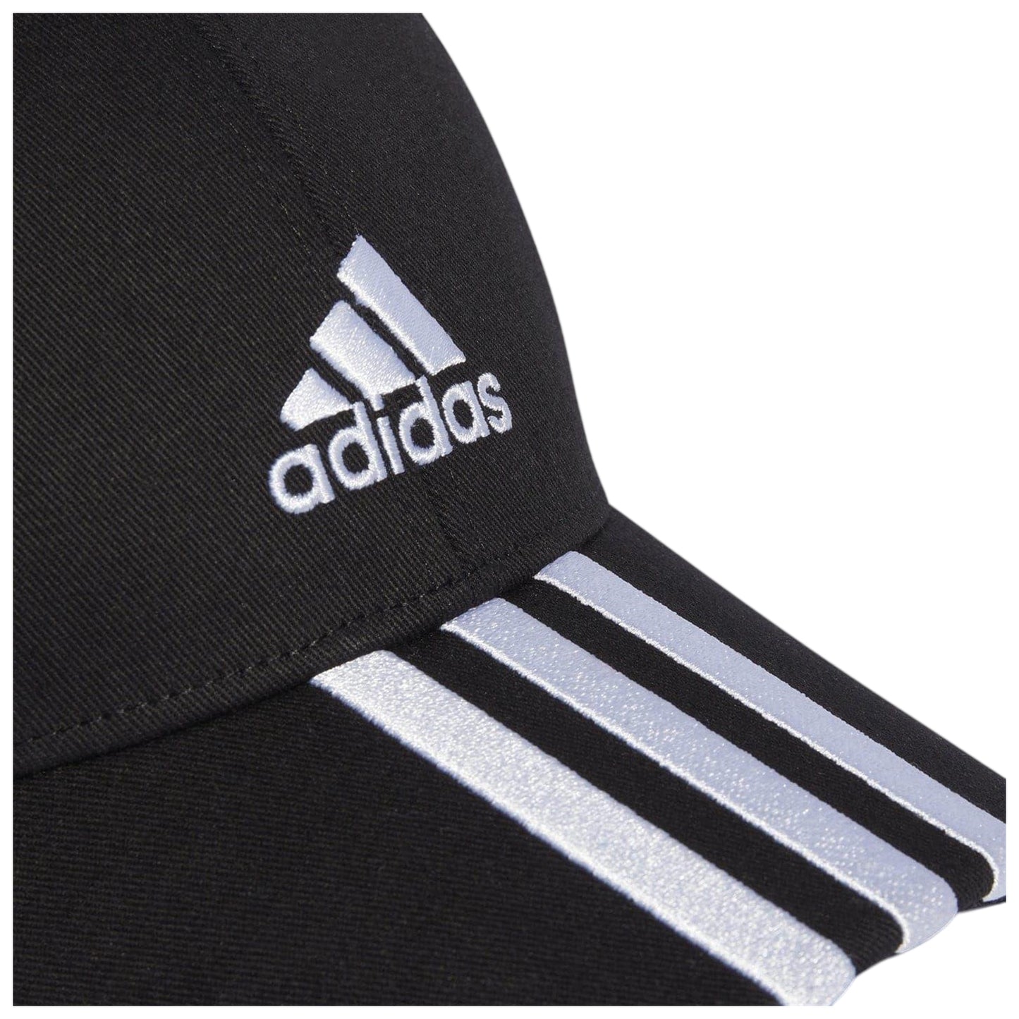 Black-White - Side - Adidas Childrens-Kids 3 Stripes Baseball Cap