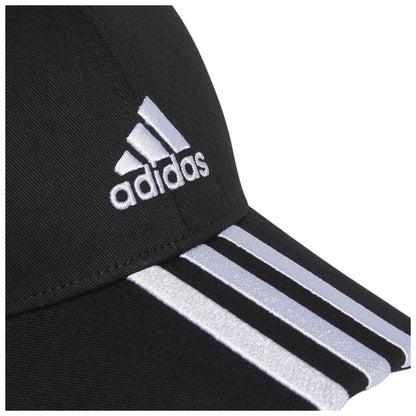 Black-White - Side - Adidas Childrens-Kids 3 Stripes Baseball Cap