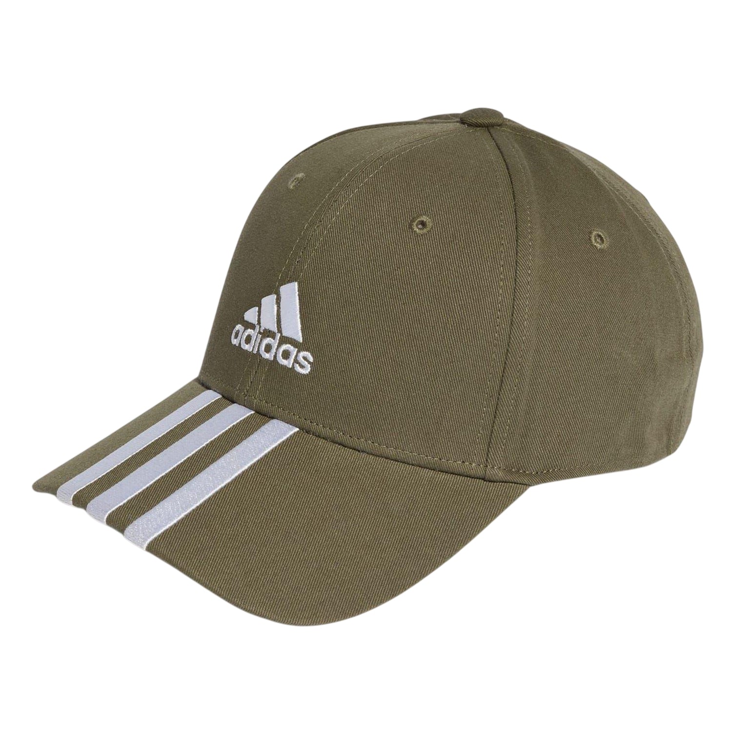 Khaki-White - Front - Adidas Childrens-Kids 3 Stripes Baseball Cap
