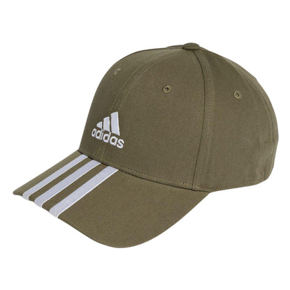Khaki-White - Front - Adidas Childrens-Kids 3 Stripes Baseball Cap