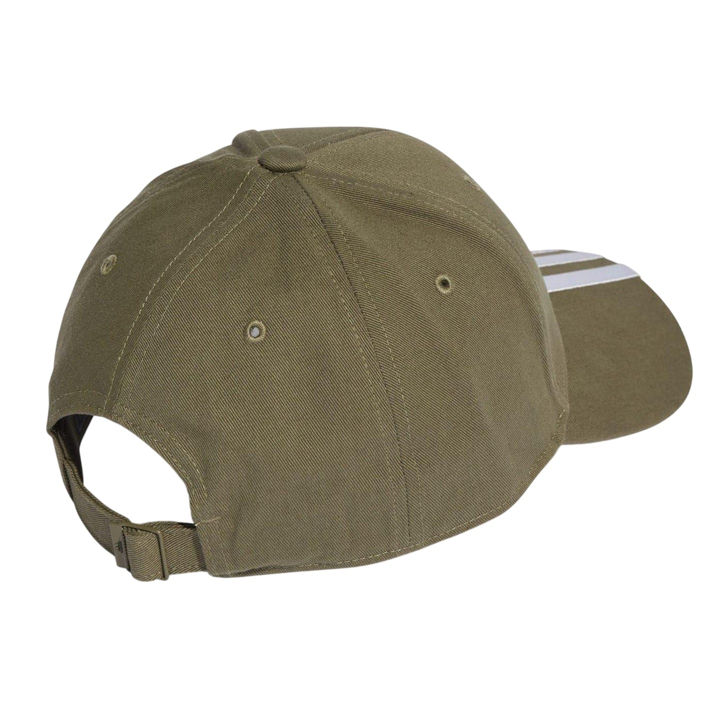 Khaki-White - Back - Adidas Childrens-Kids 3 Stripes Baseball Cap