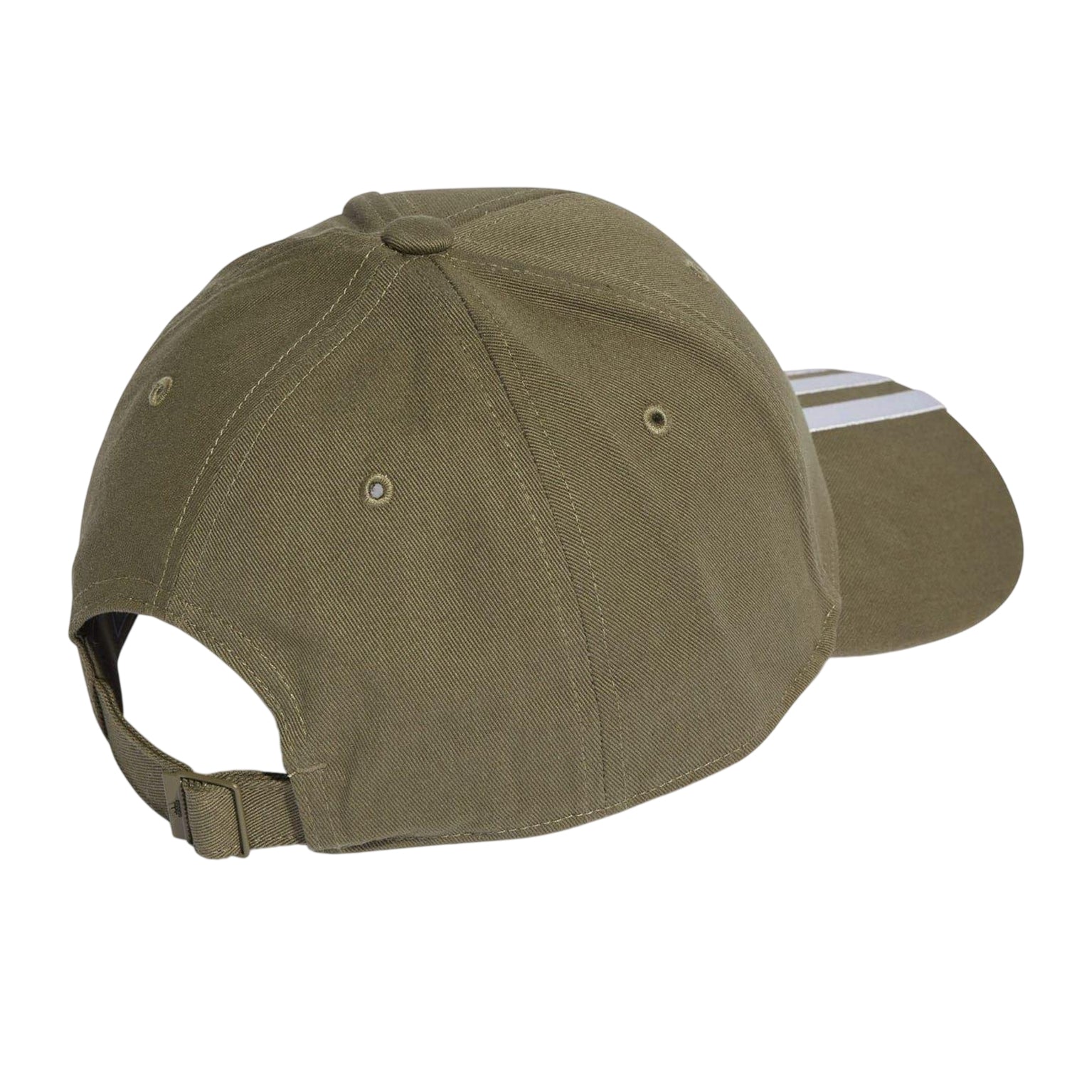 Khaki-White - Back - Adidas Childrens-Kids 3 Stripes Baseball Cap