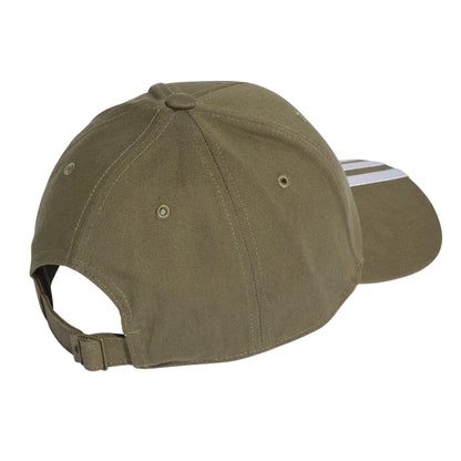 Khaki-White - Back - Adidas Childrens-Kids 3 Stripes Baseball Cap