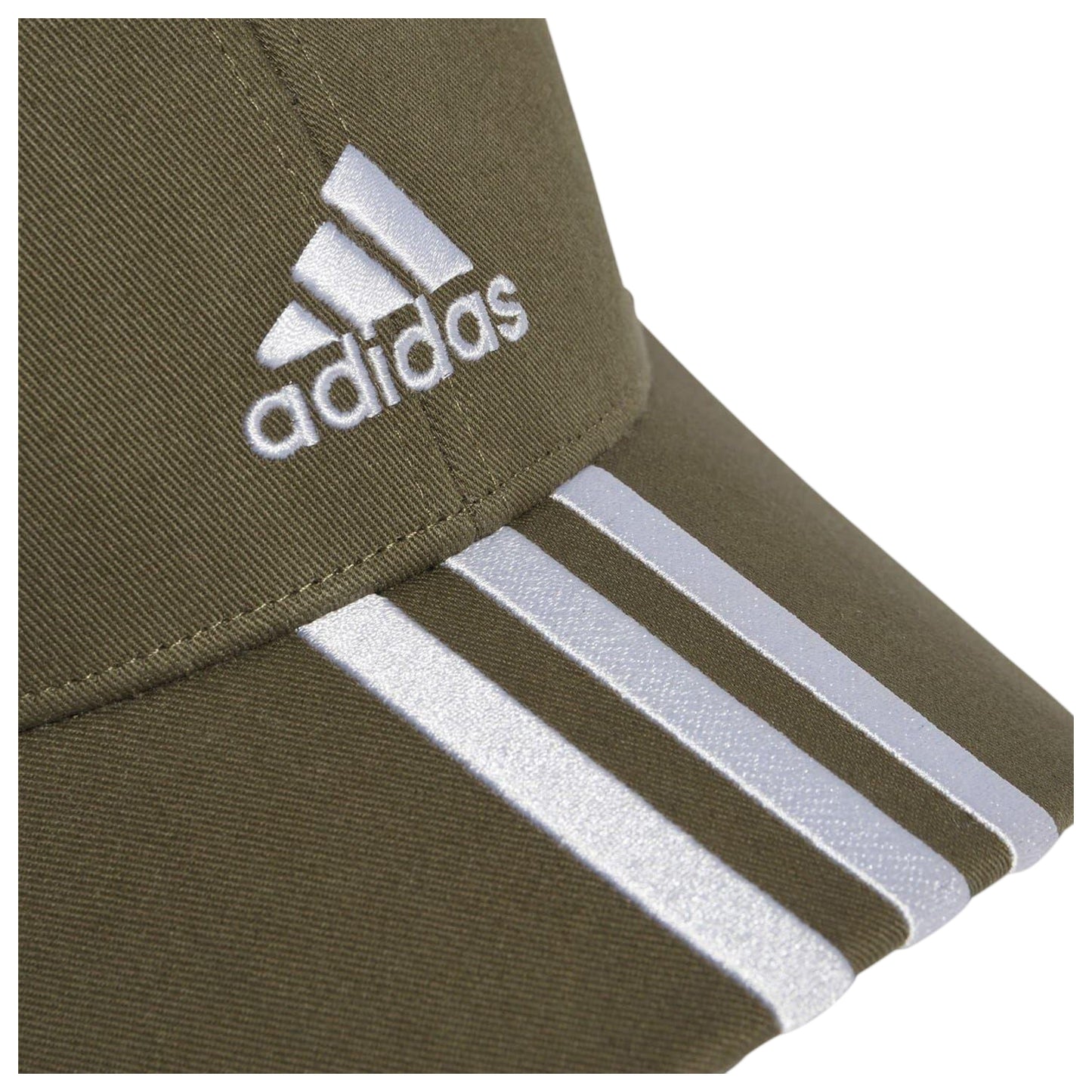 Khaki-White - Side - Adidas Childrens-Kids 3 Stripes Baseball Cap