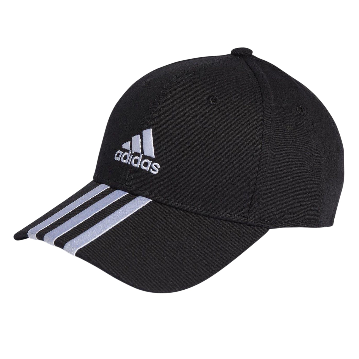 Black-White - Front - Adidas Childrens-Kids 3 Stripes Baseball Cap