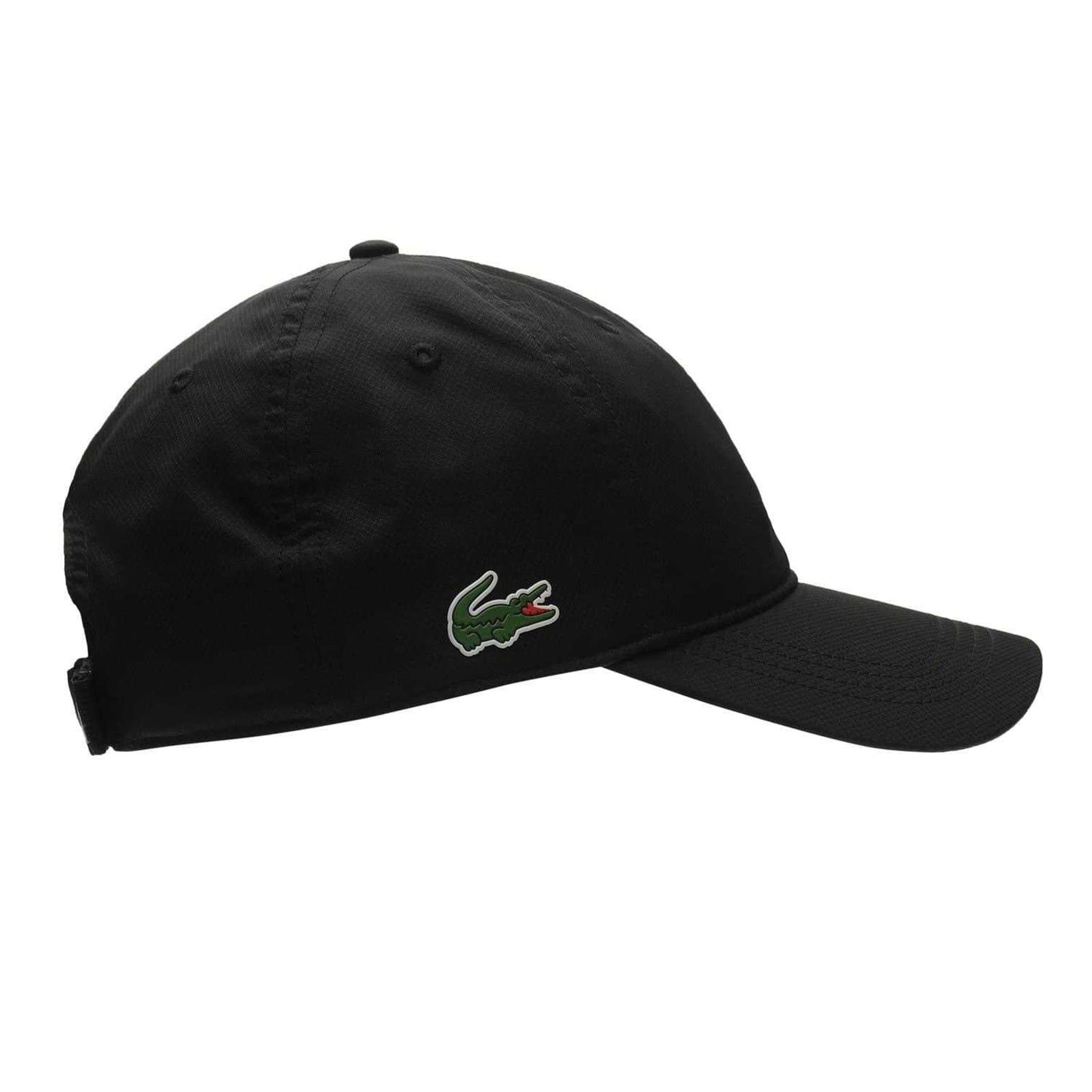 Black - Side - Lacoste Logo Taffeta Adjustable Baseball Cap