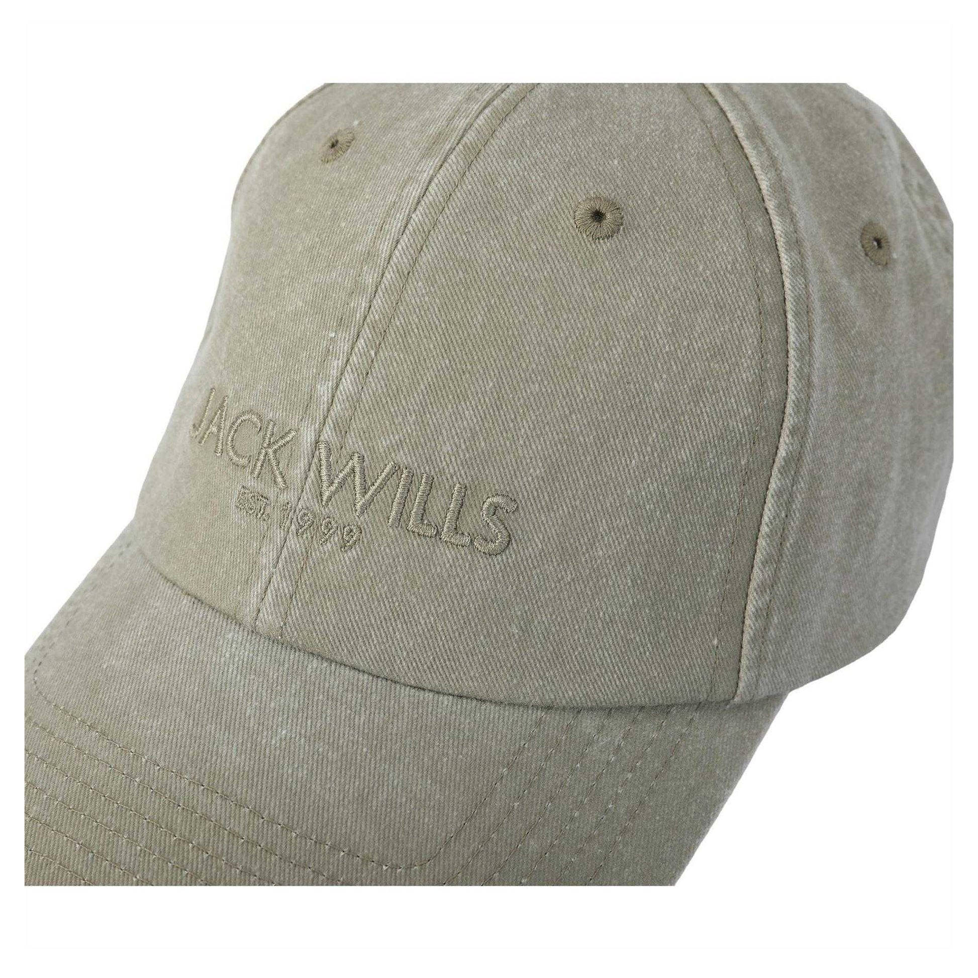 Khaki Green - Side - Jack Wills Mens Washed Cotton Baseball Cap